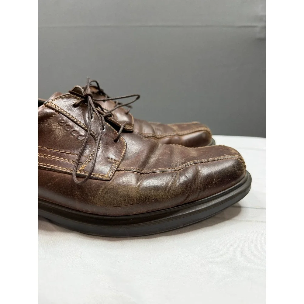 Ecco‎ Derby Shoes Mens Brown Leather Lace Up Square Toe Oxfords Size 44